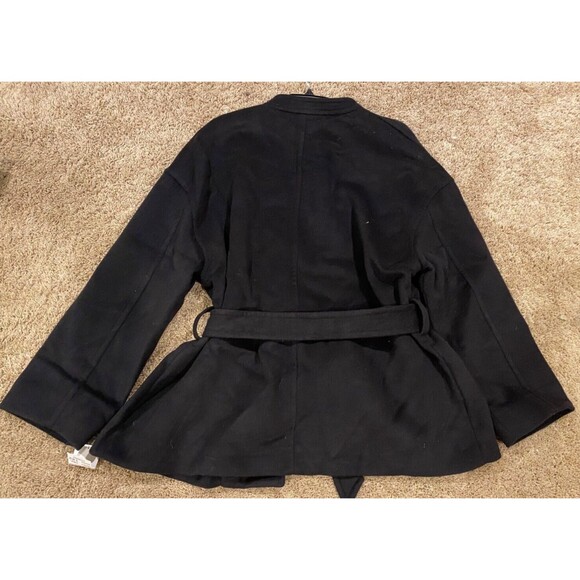 Madewell Patch Pocket Wool Blend Wrap Coat Women's SIze XXL  Black 2XL - Picture 4 of 4